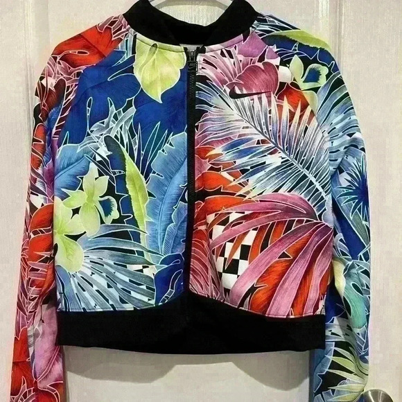 Nike Jacket Sz M Tropical Print Multicolored femme - Picture 6 of 6